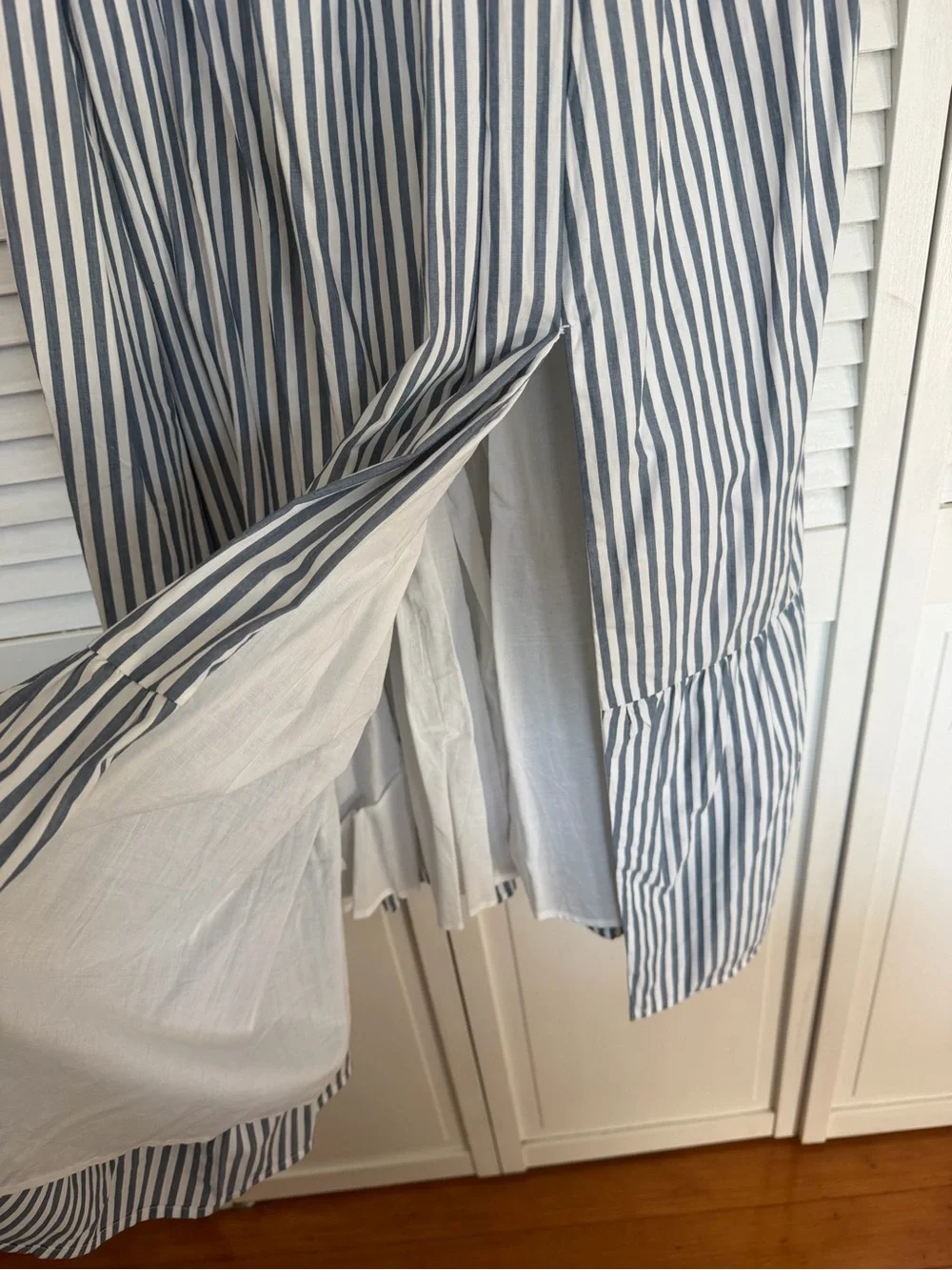 Abercrombie & Fitch Blue and White Striped Ruffle Sundress - Petite